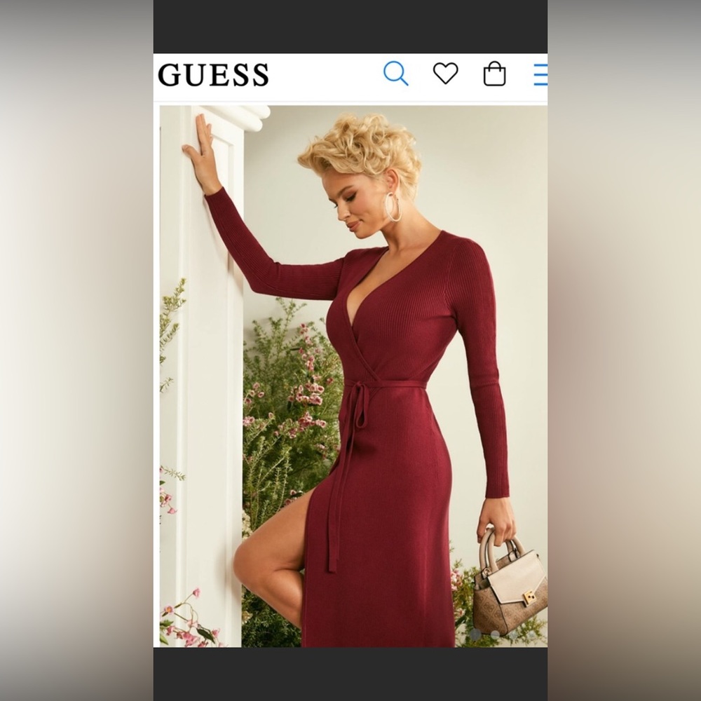 Guess Everly wrap sweater dress in black sz M